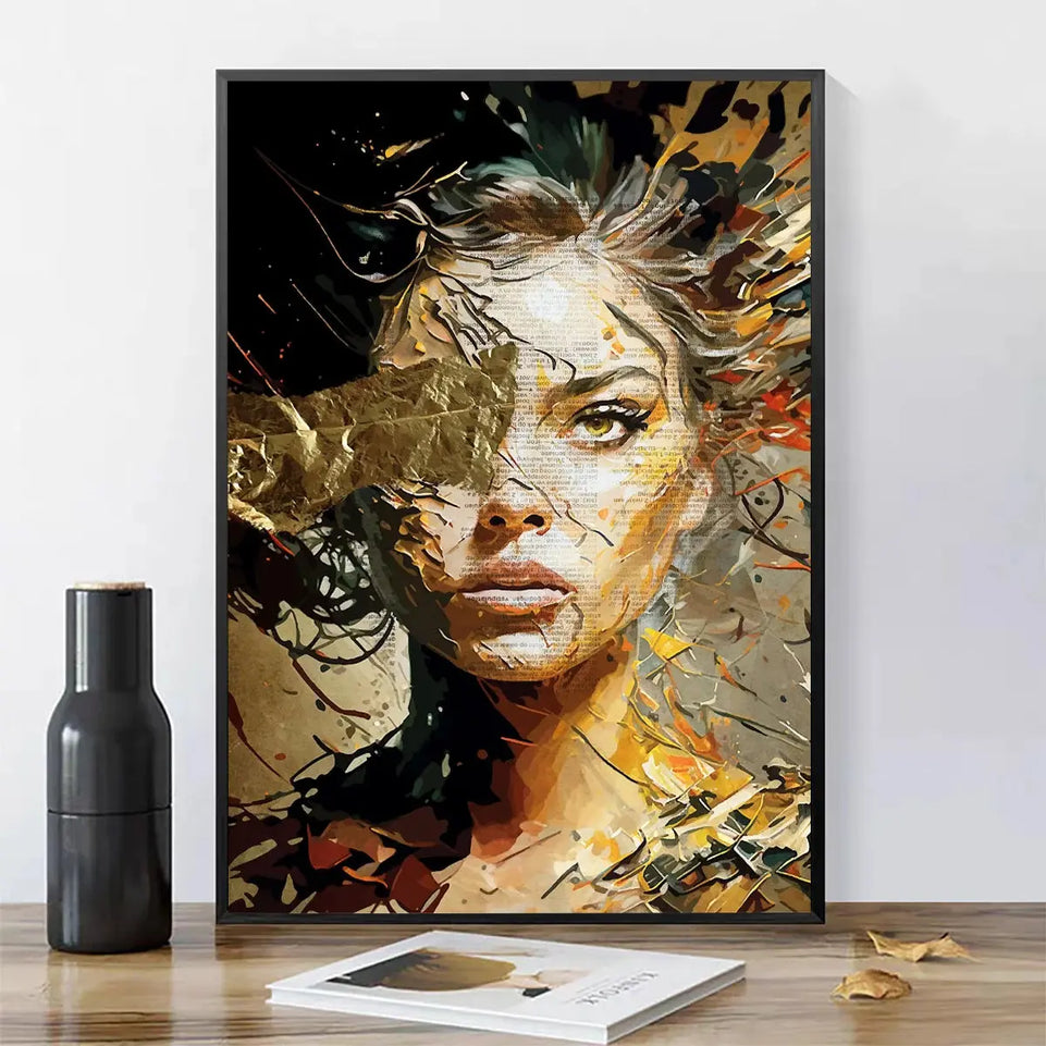 Nordic Boho Fashion Glasses Woman With Flowers Wall Art Canvas Painting Butterfly With Girl Portrait Poster Prints Mural Picture June Wall Art