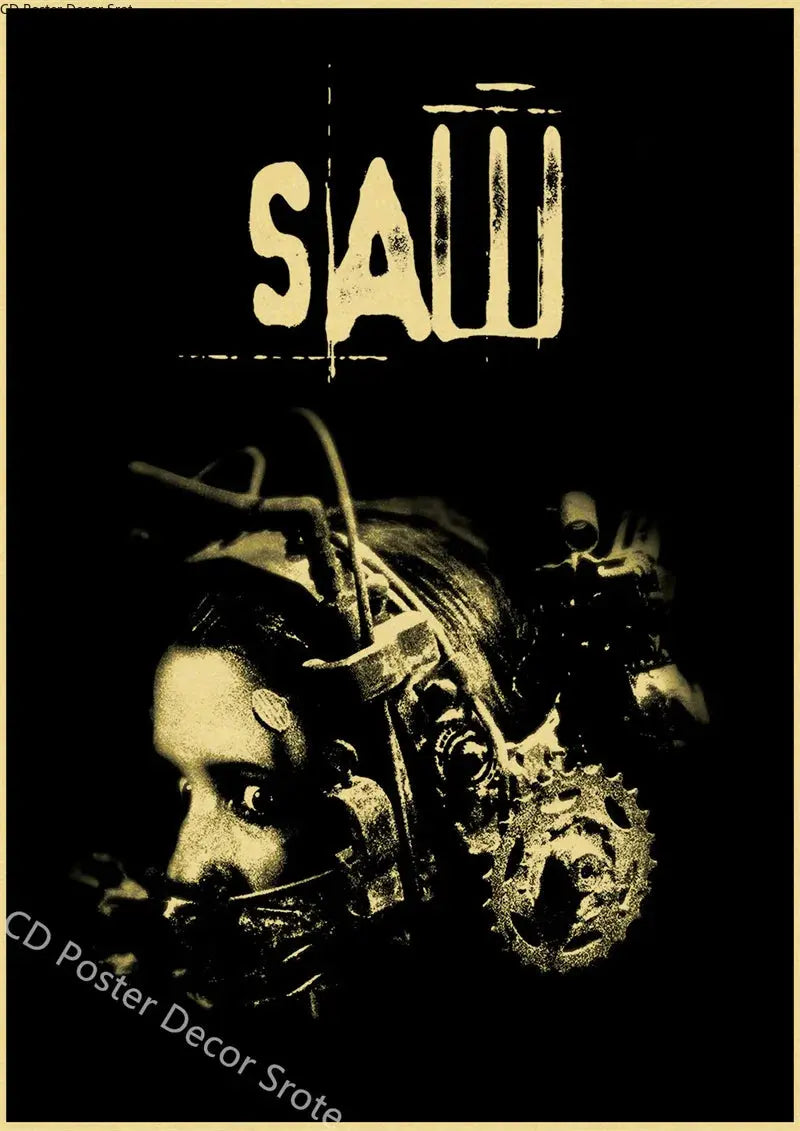 Horror Movie Saw Poster Film Retro Kraft Paper Posters DIY Vintage Home Room Bar Cafe Cinema Decor Aesthetic Art Wall Painting June Wall Art