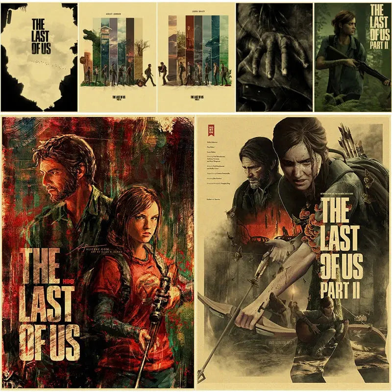 Hot The Last of Us Part 1 2 Poster Abby Ellie Retro Kraft Paper Prints Vintage Home Room Bar Cafe Club Decor Art Wall Painting June Wall Art