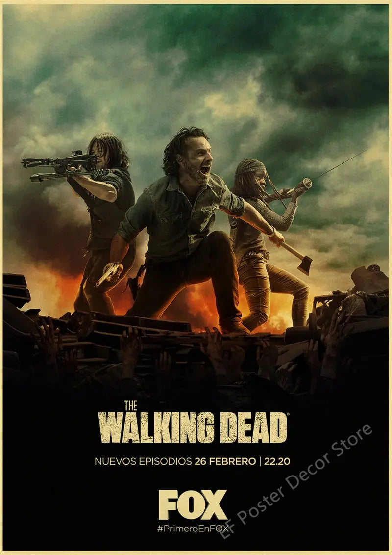 The Walking Dead Poster Rick Grimes/Daryl Dixon Prints Posters Horror TV Show Vintage Home Room Art Wall Decor Retro Painting June Wall Art