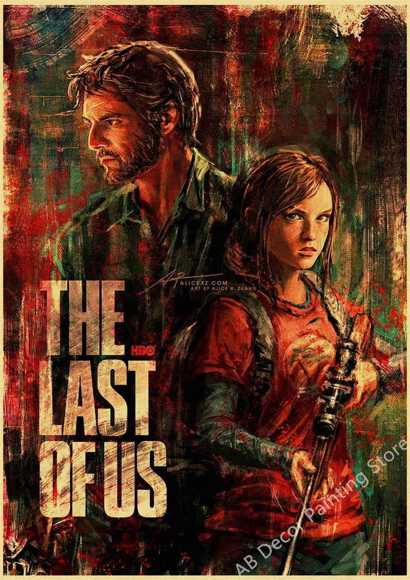 Hot The Last of Us Part 1 2 Poster Abby Ellie Retro Kraft Paper Prints Vintage Home Room Bar Cafe Club Decor Art Wall Painting June Wall Art