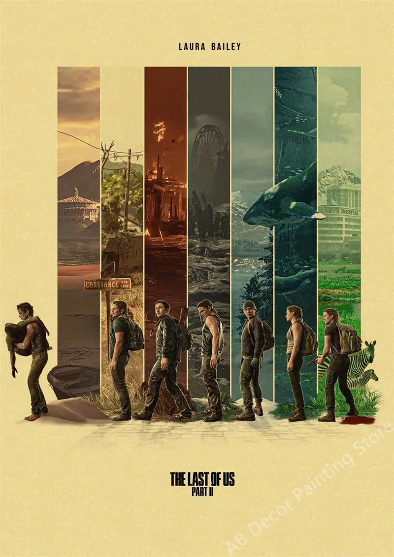 Hot The Last of Us Part 1 2 Poster Abby Ellie Retro Kraft Paper Prints Vintage Home Room Bar Cafe Club Decor Art Wall Painting June Wall Art