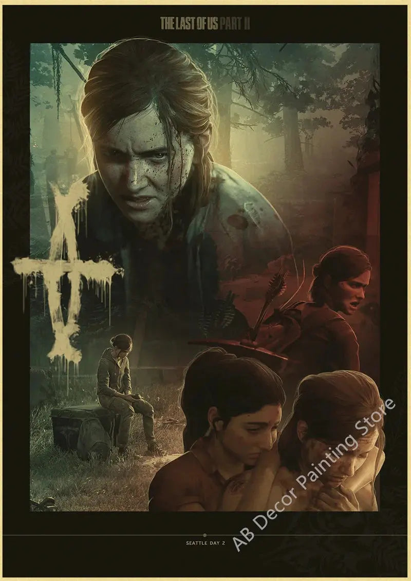 Retro The Last of Us Part 1 2 Poster Kraft Paper Prints Picture DIY Vintage Home Room Bar Cafe Art Wall Decor Aesthetic Painting June Wall Art