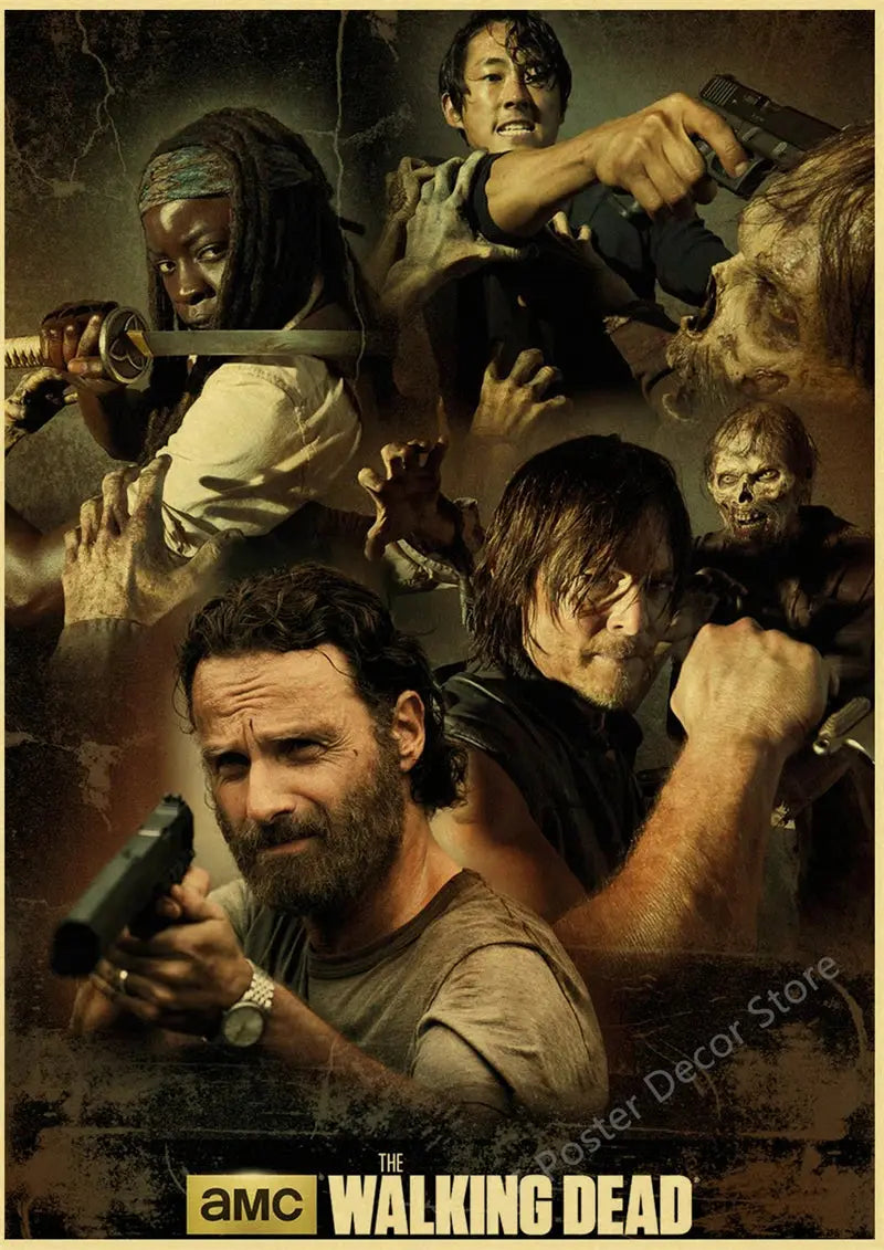 The Walking Dead Poster Rick Grimes/Daryl Dixon Prints Posters Horror TV Show Vintage Home Room Art Wall Decor Retro Painting June Wall Art