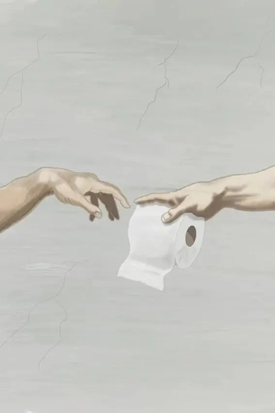 Retro Hand of God and Adam Funny Toilet Paper Picture Canvas Painting Poster For Wash Room Bathroom Living Wall Art Home Decor June Wall Art
