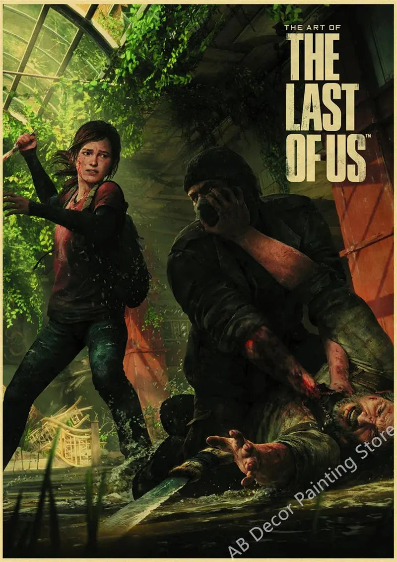 Hot The Last of Us Part 1 2 Poster Abby Ellie Retro Kraft Paper Prints Vintage Home Room Bar Cafe Club Decor Art Wall Painting June Wall Art