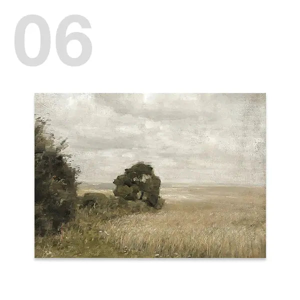 American Style Calm Country Field Sky Vase Canvas Painting Wall Art Pictures Vintage Posters and Prints for Living Room Decor June Wall Art