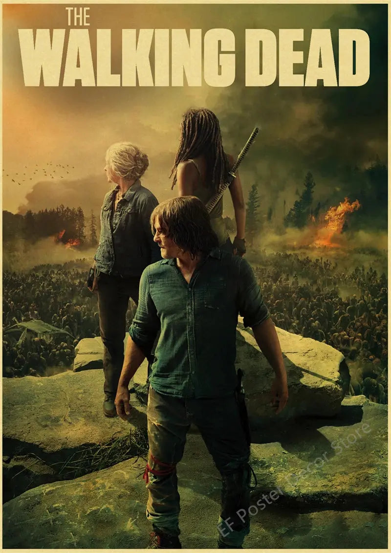 The Walking Dead Poster Rick Grimes/Daryl Dixon Prints Posters Horror TV Show Vintage Home Room Art Wall Decor Retro Painting June Wall Art