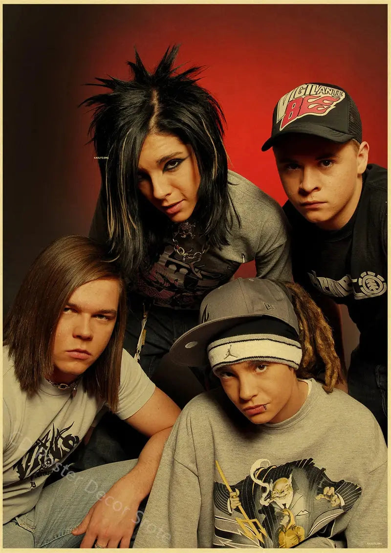 Tokio Hotel Poster German Rock Band Posters Retro Prints Nostalgic Art Wall Painting Vintage Room Home Decor Aesthetic Picture June Wall Art