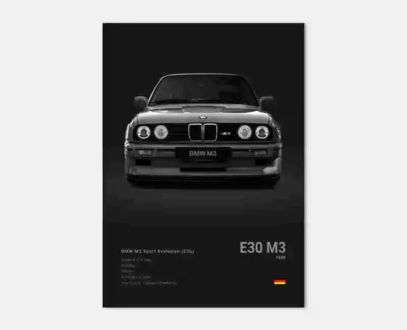 Pop Black And White Poster Wall Art Luxury Supercar F80 M3 M140 GTR HD Oil On Canvas Print Home Living Room Bedroom Decor Gift June Wall Art