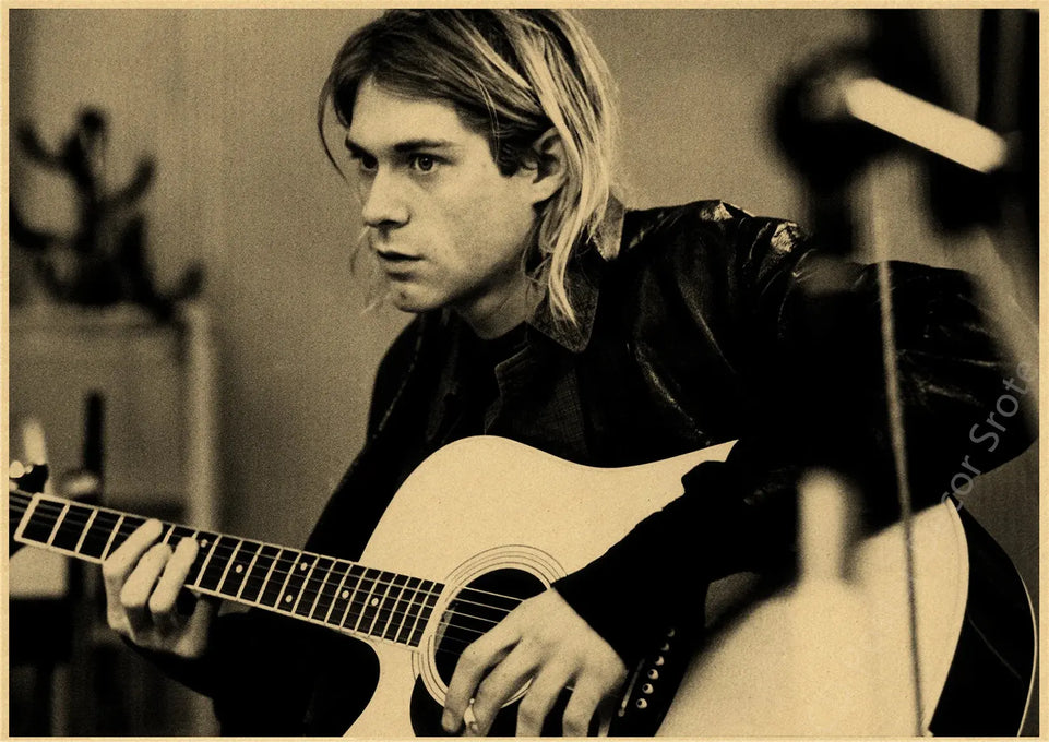 Singer Kurt Cobain Retro Poster Kraft Paper Prints and Posters DIY Vintage Home Room Bar Cafe Decor Aesthetic Art Wall Painting June Wall Art