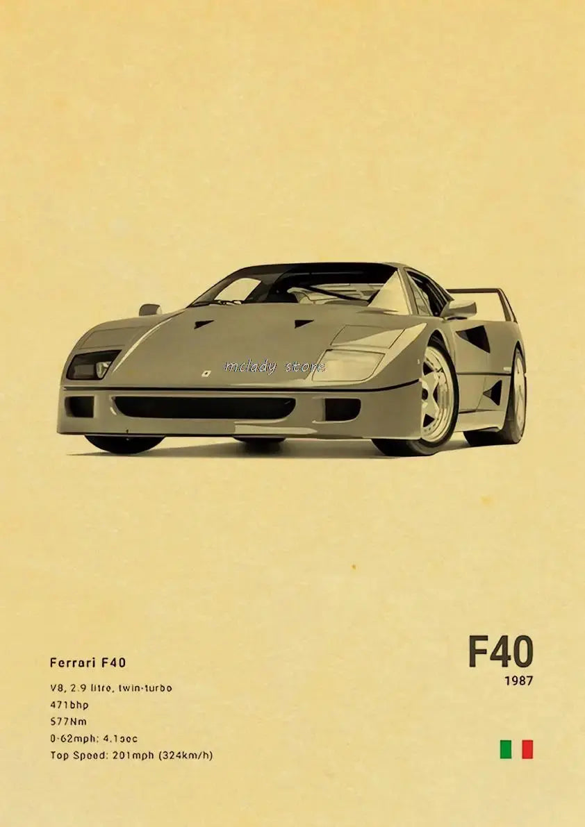 Vintage Luxury Performance Classic Car Sports Car Series Kraft Posters For Room Living Art Home Wall Decor Modern Pictures June Wall Art