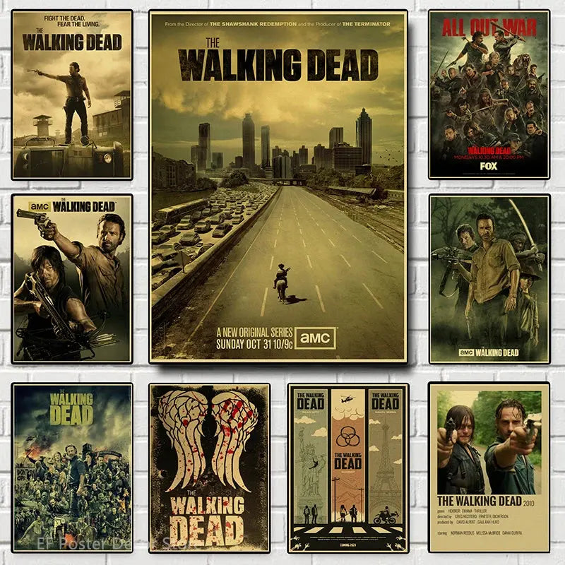 The Walking Dead Poster Rick Grimes/Daryl Dixon Prints Posters Horror TV Show Vintage Home Room Art Wall Decor Retro Painting June Wall Art