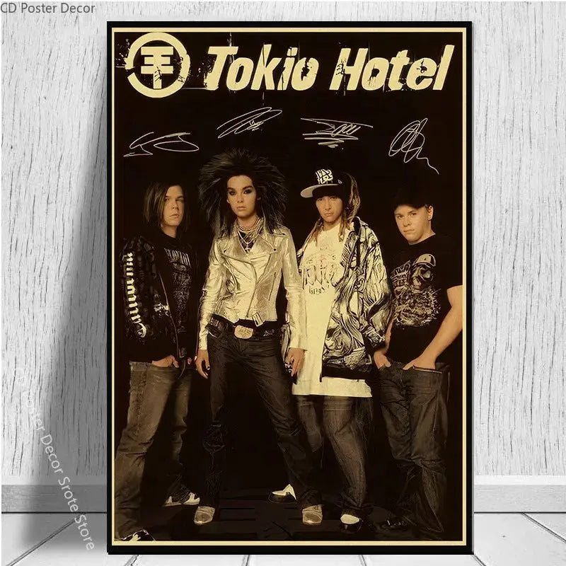 Tokio Hotel Poster German Rock Band Posters Retro Prints Nostalgic Art Wall Painting Vintage Room Home Decor Aesthetic Picture June Wall Art