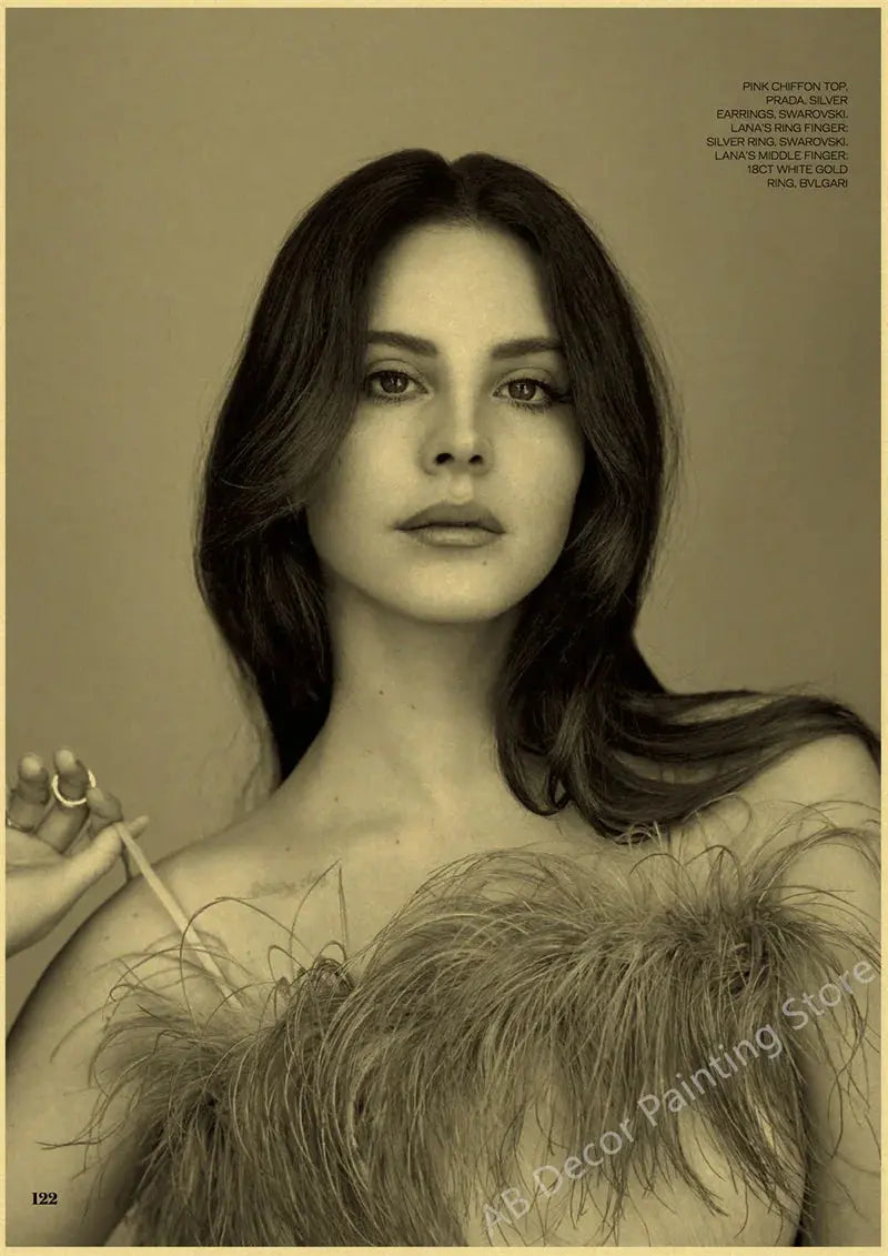 Lizzy Grant Lana Del Rey Posters Retro Kraft Paper Prints Music Album Poster Vintage Home Room Decor Aesthetic Art Wall Painting June Wall Art