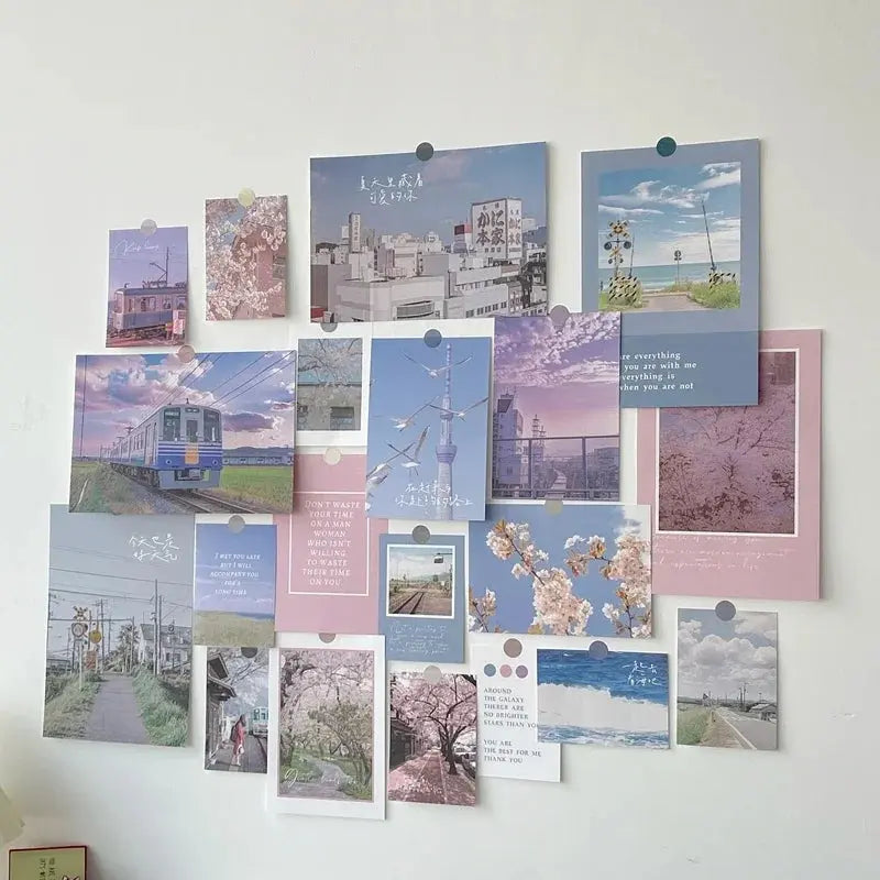 Ins Nordic Retro Wall Decorative Photo Card Stickers Bedroom Art Postcard Decoration DIY Wall Card Stickers Photography Props June Wall Art