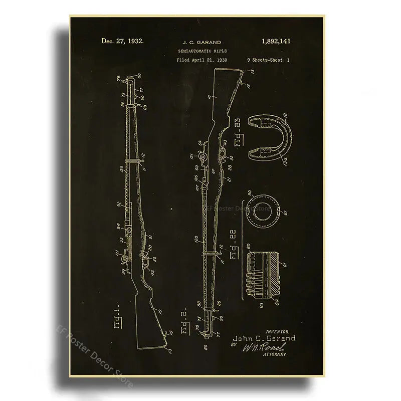 Gun Studies Posters Pistol/Rifle/Revolver Poster Home Room Club Decor Aesthetic Painting Handgun Vintage Prints Art Wall Picture June Wall Art
