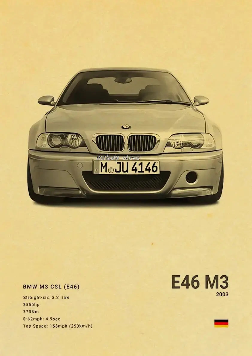 Vintage Luxury Performance Classic Car Sports Car Series Kraft Posters For Room Living Art Home Wall Decor Modern Pictures June Wall Art