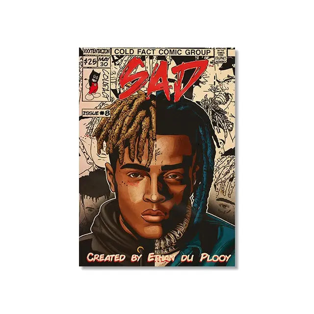 Hip Hop Singer Retro Canvas Wall Art Print Pop Music Album Cover Poster for Modern Home Bedroom Wall Decoration Gift for Friends June Wall Art