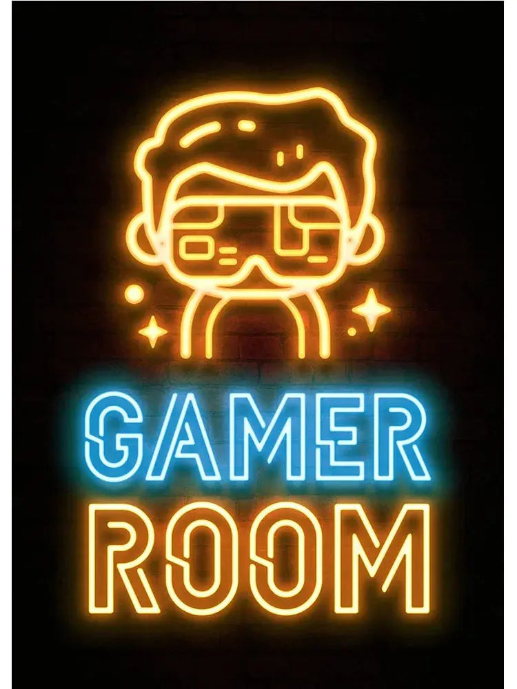 Neon Art Happy Gaming Zone Games Room Poster Print Canvas Painting Gamer Office Wall Art For Boy Bedroom Home Decor No LED June Wall Art