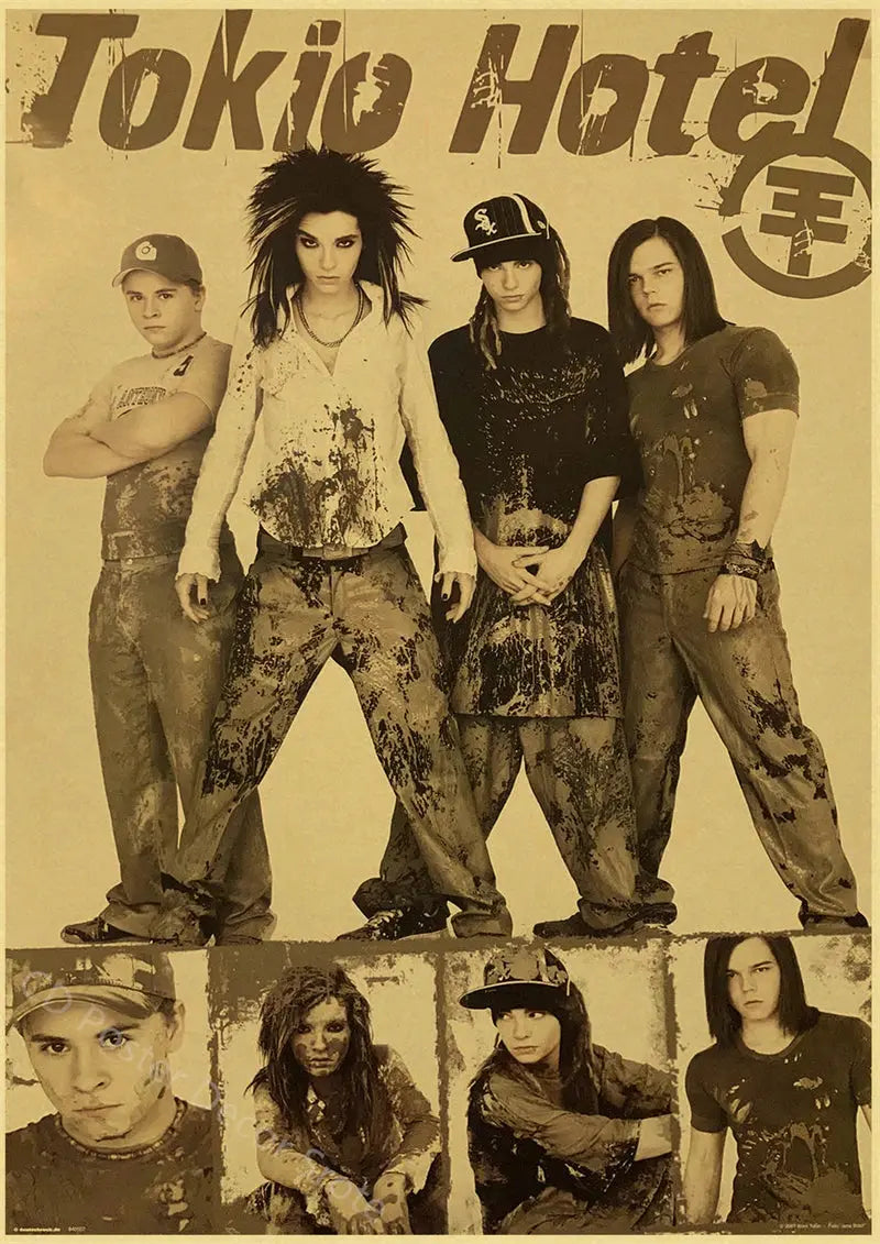 Tokio Hotel Poster German Rock Band Posters Retro Prints Nostalgic Art Wall Painting Vintage Room Home Decor Aesthetic Picture June Wall Art