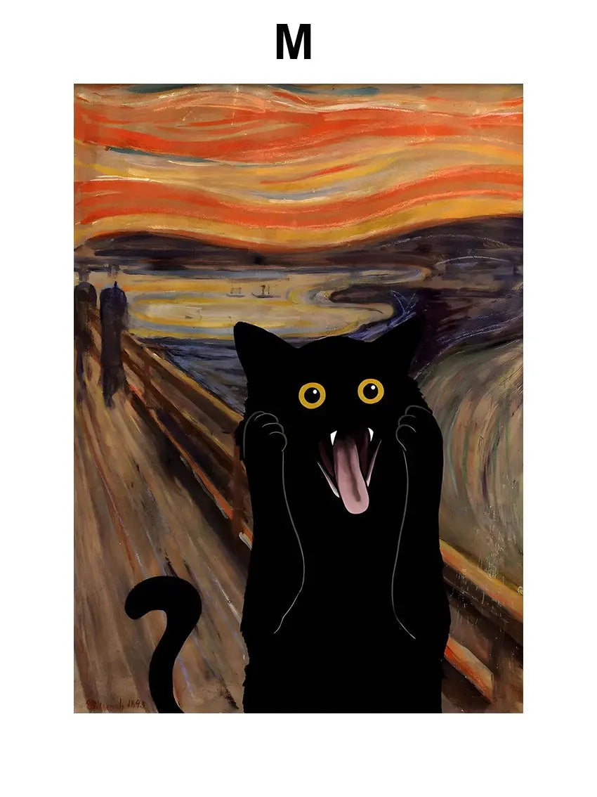 Funny Art Matisse Monet Black Cat Van Gogh Sunflowers Canvas Painting Posters and Prints Wall Pictures for Living Room Decor June Wall Art