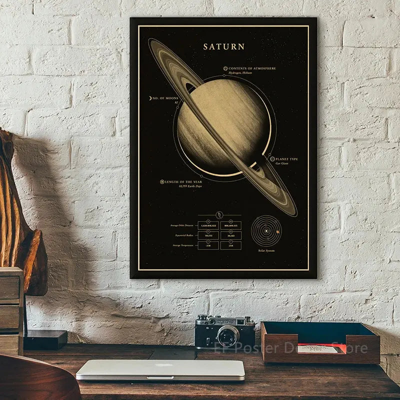 Planets Poster The Solar System Posters Mars Saturn Moon Home Room Decor Painting Gift Astronomy Vintage Prints Art Wall Picture June Wall Art