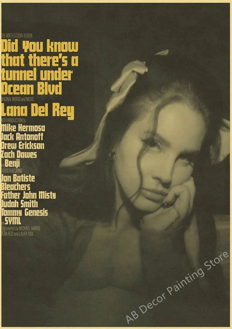 Lizzy Grant Lana Del Rey Posters Retro Kraft Paper Prints Music Album Poster Vintage Home Room Decor Aesthetic Art Wall Painting June Wall Art