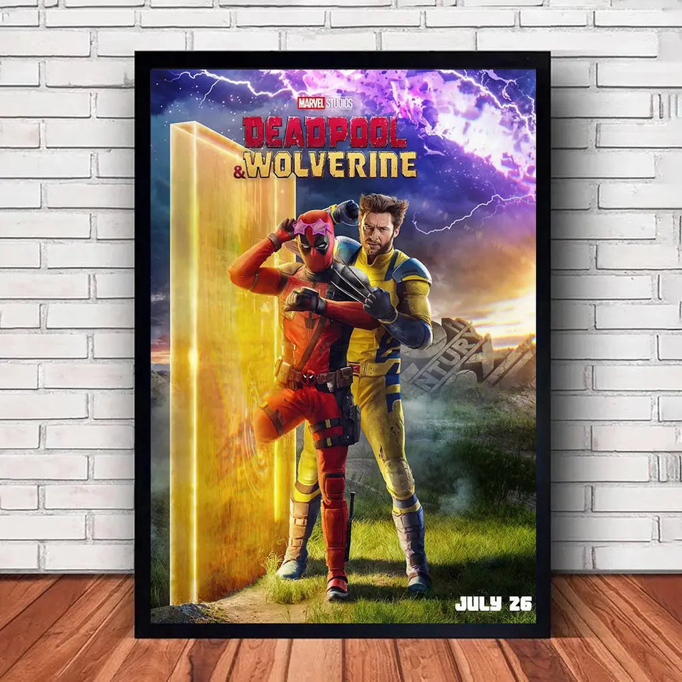 MINISO Marvel Poster Deadpool and Wolverine 2023 Movie Dune Canvas Wall Art Print Mural Home Decor Movie Lovers Gift June Wall Art