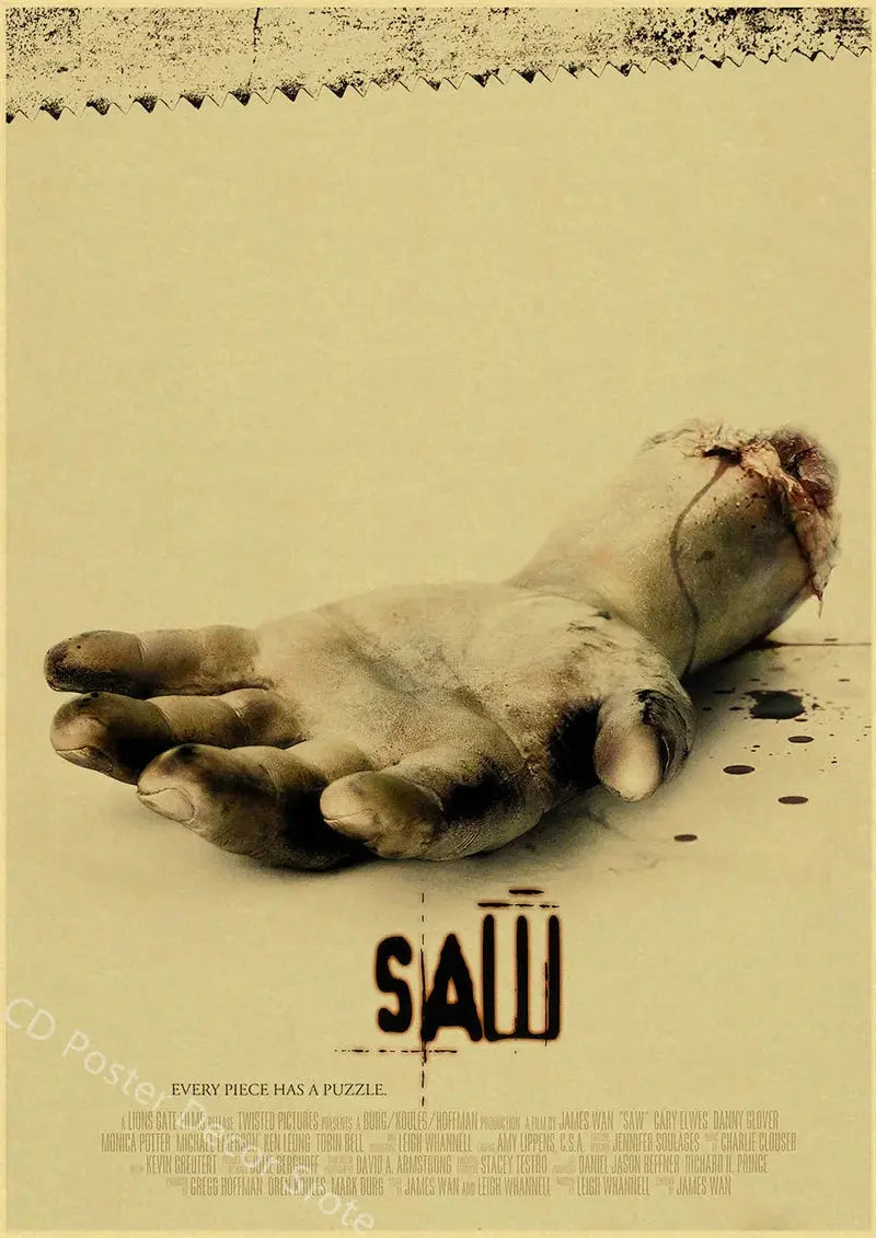 Horror Movie Saw Poster Film Retro Kraft Paper Posters DIY Vintage Home Room Bar Cafe Cinema Decor Aesthetic Art Wall Painting June Wall Art