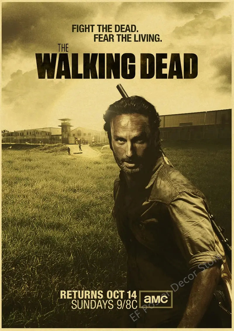 The Walking Dead Poster Rick Grimes/Daryl Dixon Prints Posters Horror TV Show Vintage Home Room Art Wall Decor Retro Painting June Wall Art
