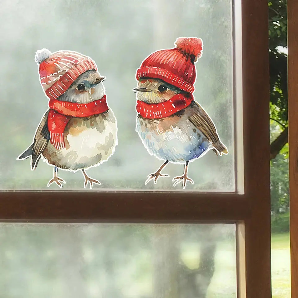Christmas Decoration Wall Stickers Bird Glass Doors and Windows Home Beautification Decoration Animal Art Decal Stickers S401 June Wall Art
