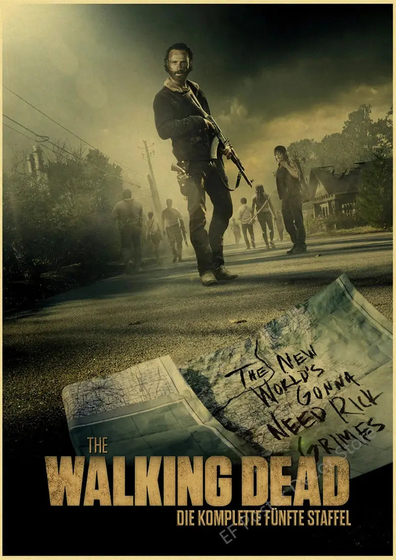 The Walking Dead Poster Rick Grimes/Daryl Dixon Prints Posters Horror TV Show Vintage Home Room Art Wall Decor Retro Painting June Wall Art