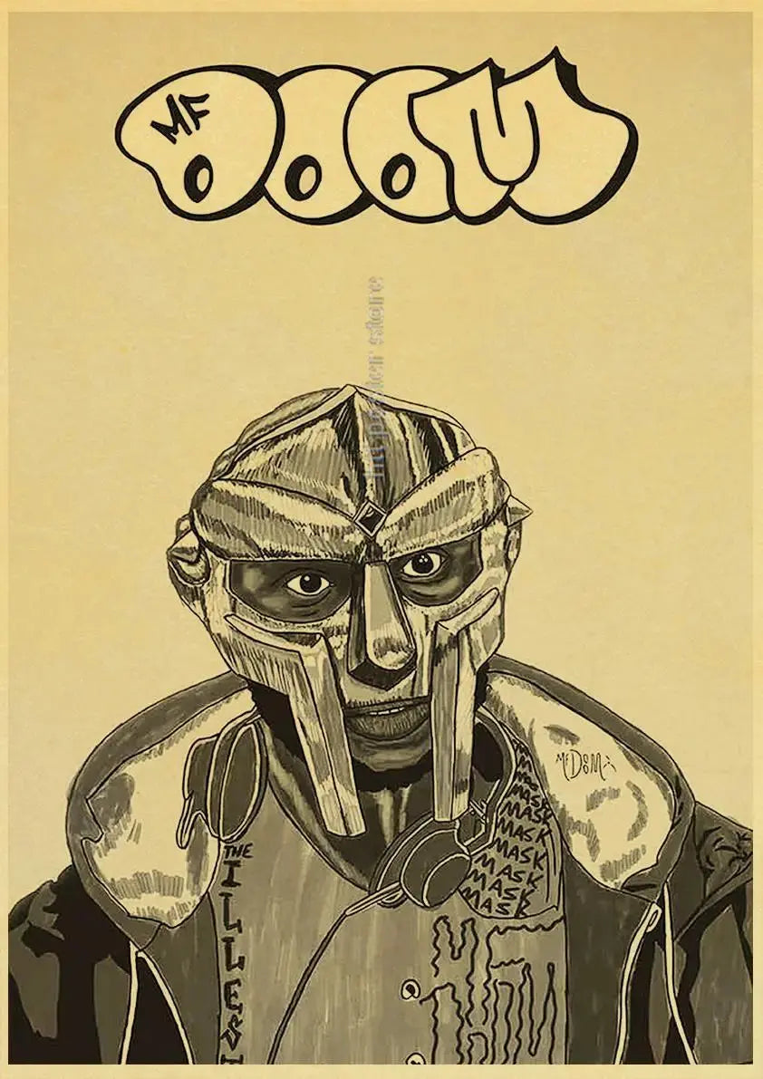 MF Doom Madlib Poster Retro Poster Painting Hip Hop Rap Music Album Star Picture Wall Art For Living Room Home Decor June Wall Art