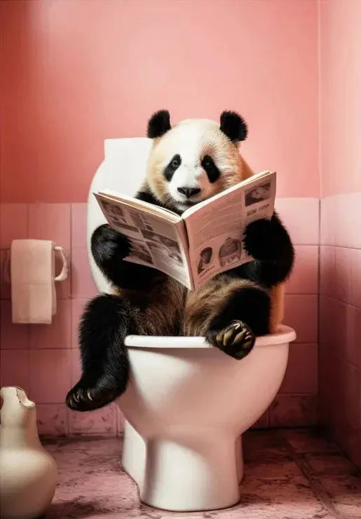 Chimpanzee Elephant Panda Animal Posters Print Funny Art Wall Picture Canvas Painting for Bathroom Toilet Room Home Decor Gift June Wall Art