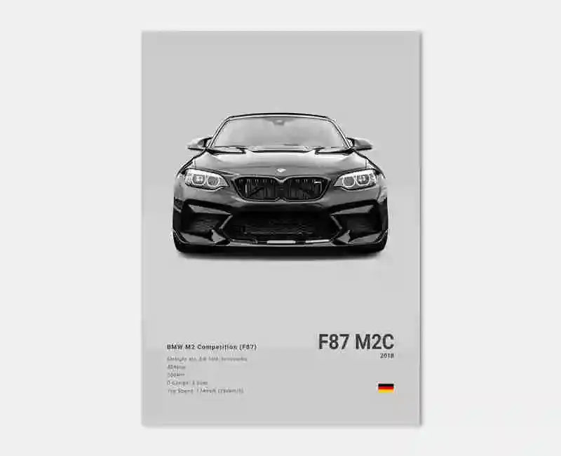 Pop Black And White Poster Wall Art Luxury Supercar F80 M3 M140 GTR HD Oil On Canvas Print Home Living Room Bedroom Decor Gift June Wall Art