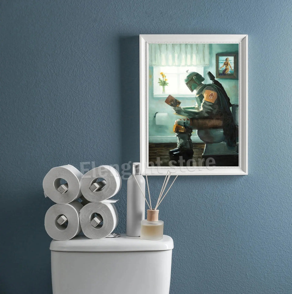 Darth Vader Star Wars Bathroom Art Prints Watercolor Boba Fett Poster Funny Toilet Sign Canvas Painting Restroom Wall Decor June Wall Art