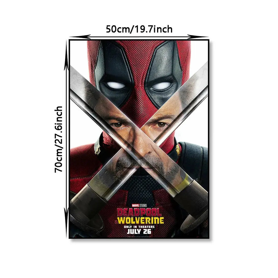 MINISO Marvel Poster Deadpool and Wolverine 2023 Movie Dune Canvas Wall Art Print Mural Home Decor Movie Lovers Gift June Wall Art