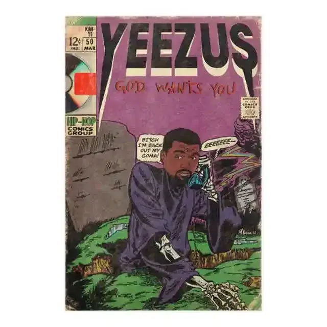 Pop Rapper Kanye West Music Album Poster Aesthetic Hip Hop Comics Cover Graduation Ghosts Donda Canvas Print Wall Art Room Decor June Wall Art