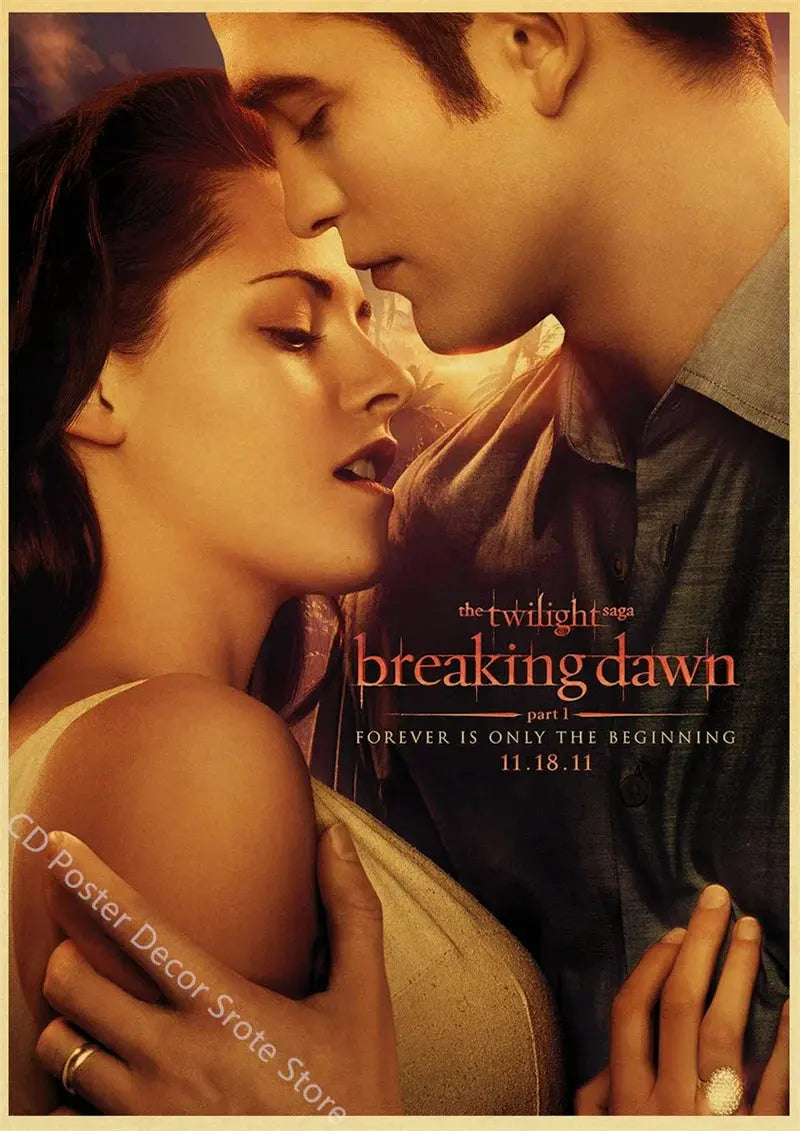 Movie Twilight Poster Edward Bella Retro Kraft Paper Prints Picture DIY Film Vintage Room Home Bar Cafe Art Wall Decor Painting June Wall Art