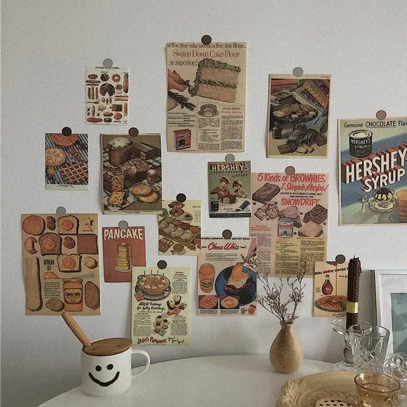 Ins Nordic Retro Wall Decorative Photo Card Stickers Bedroom Art Postcard Decoration DIY Wall Card Stickers Photography Props June Wall Art