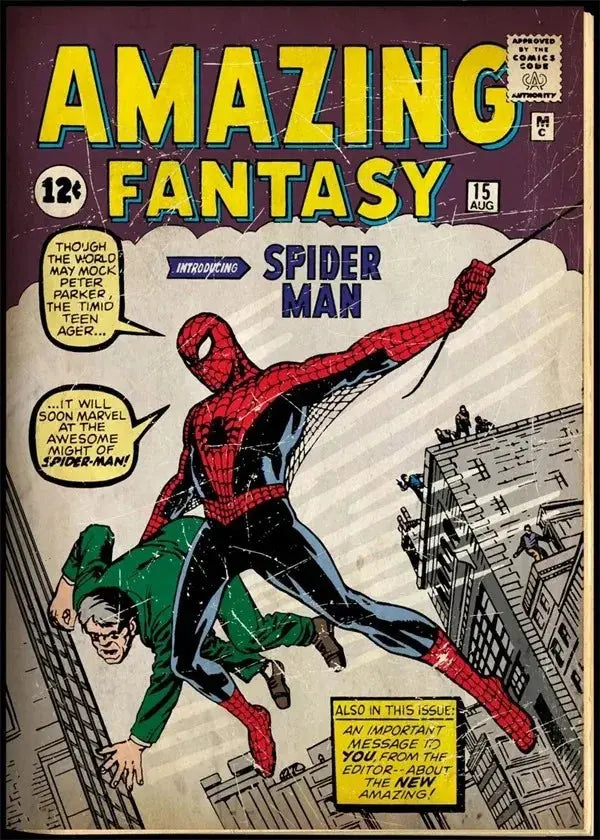 Vintage Comics Superhero Marvel Spiderman Posters and Prints Canvas Painting Wall Art Decoration Pictures for Boy Bedroom Decor June Wall Art