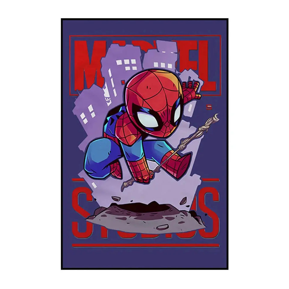 MINISO Marvel Wall Art Posters SpiderMan Iron Man Avengers Superhero Disney Kid Room Decor Cartoon Canvas Painting Picture Print June Wall Art