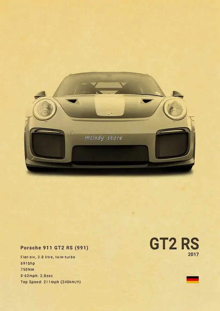 Vintage Luxury Performance Classic Car Sports Car Series Kraft Posters For Room Living Art Home Wall Decor Modern Pictures June Wall Art