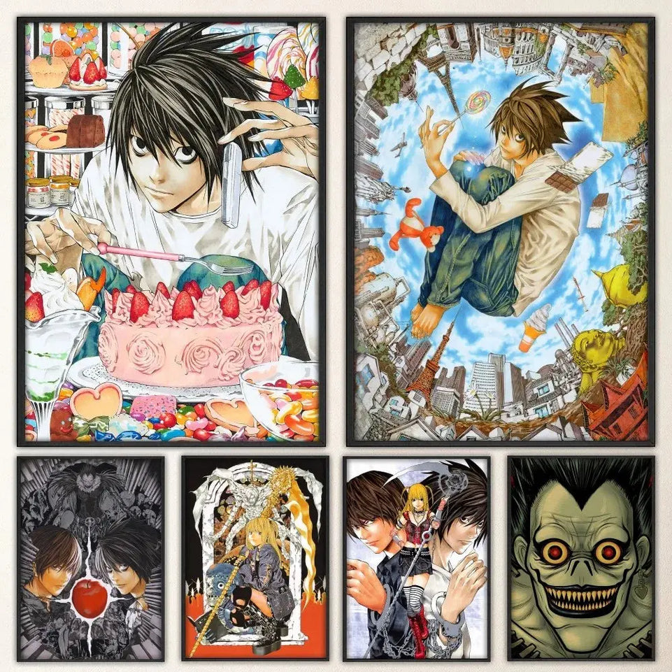 Hot Anime Death Note Poster Prints Poster Wall Painting Bedroom Living Room Wall Bar Restaurant Sticker Small June Wall Art