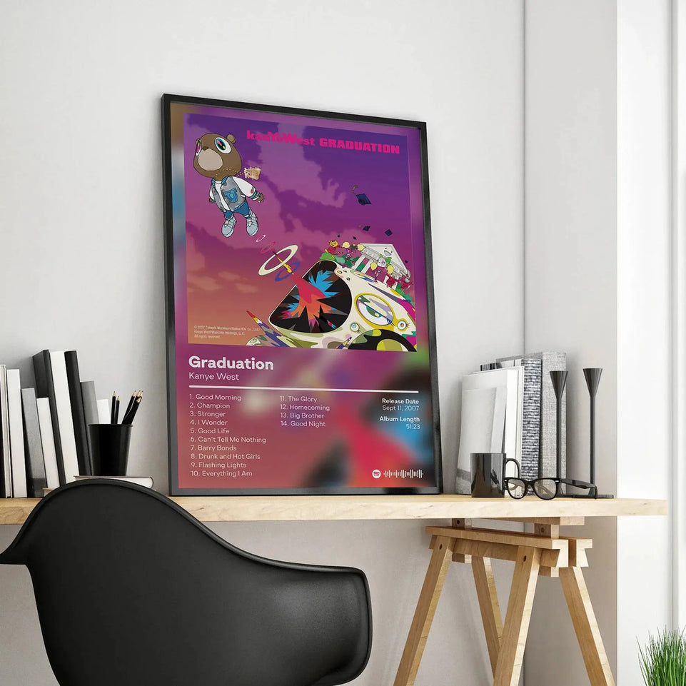 Pop Rapper Kanye West Music Album Poster Aesthetic Hip Hop Comics Cover Graduation Ghosts Donda Canvas Print Wall Art Room Decor June Wall Art