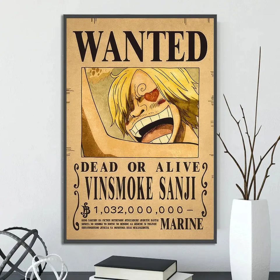 One Piece Self-adhesive Poster Bounty Order Luffy Wallpapr Ace Figures Nami Home Decoration Painting Anime Zoro Wall Art Sanji June Wall Art