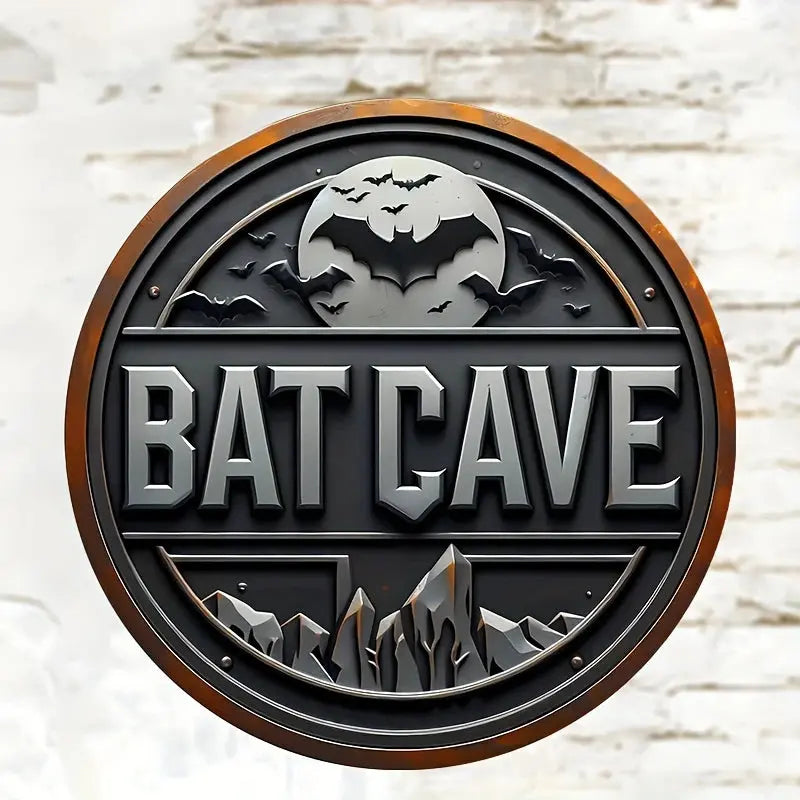 Vintage Bat Cave Metal Sign - 8"x8" | Perfect for Outdoor Yard Porch Garage Cafe Bar and Garden Decor Unique Wall Art Plaque June Wall Art