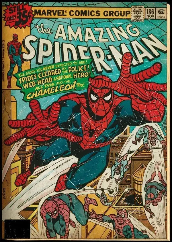 Vintage Comics Superhero Marvel Spiderman Posters and Prints Canvas Painting Wall Art Decoration Pictures for Boy Bedroom Decor June Wall Art