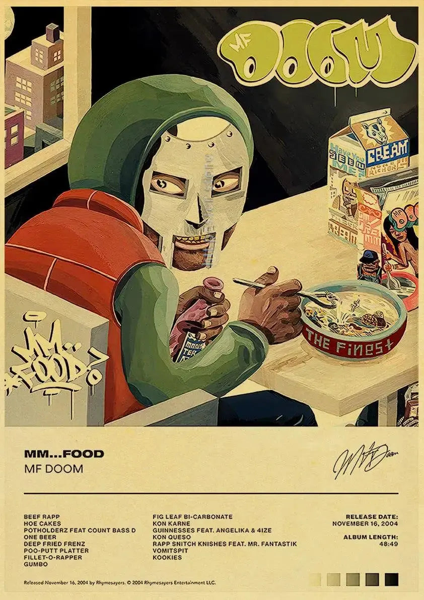 MF Doom Madlib Poster Retro Poster Painting Hip Hop Rap Music Album Star Picture Wall Art For Living Room Home Decor June Wall Art